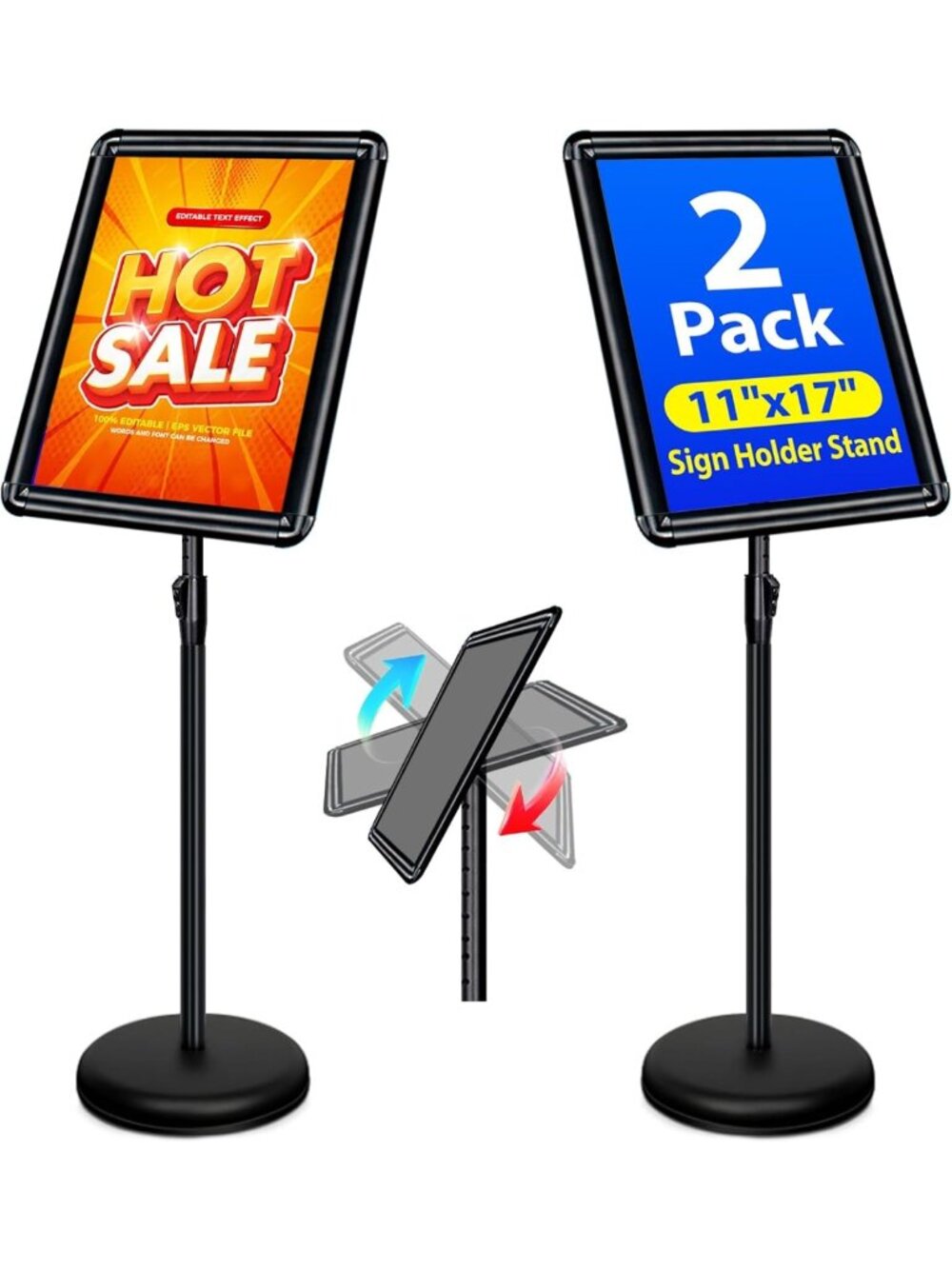 Adjustable 11x17 Sign Stand - 2-Pack Floor Display Holder for Events
